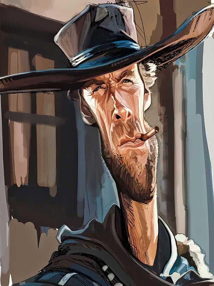 Caricature Clint Eastwood